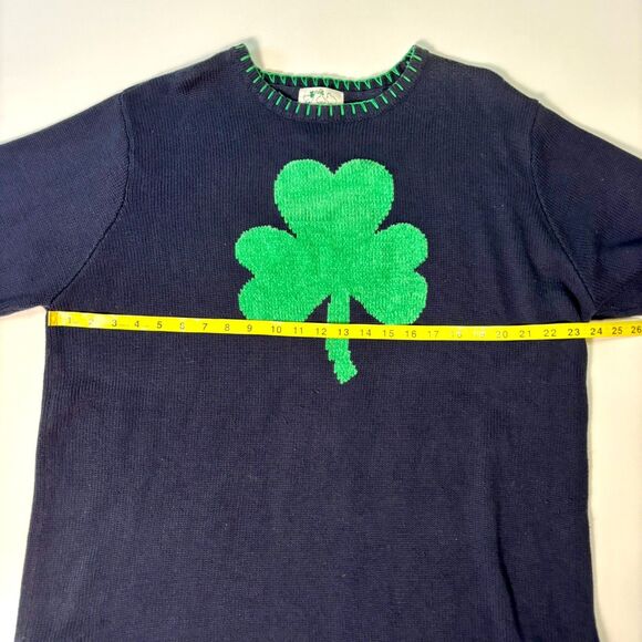 Quacker Factory Sweater Womens Plus 1X Navy Blue St Patricks Day Green Shamrock - Picture 9 of 16